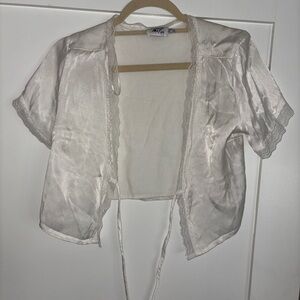 Princess Polly White Satin Tie-Front Top